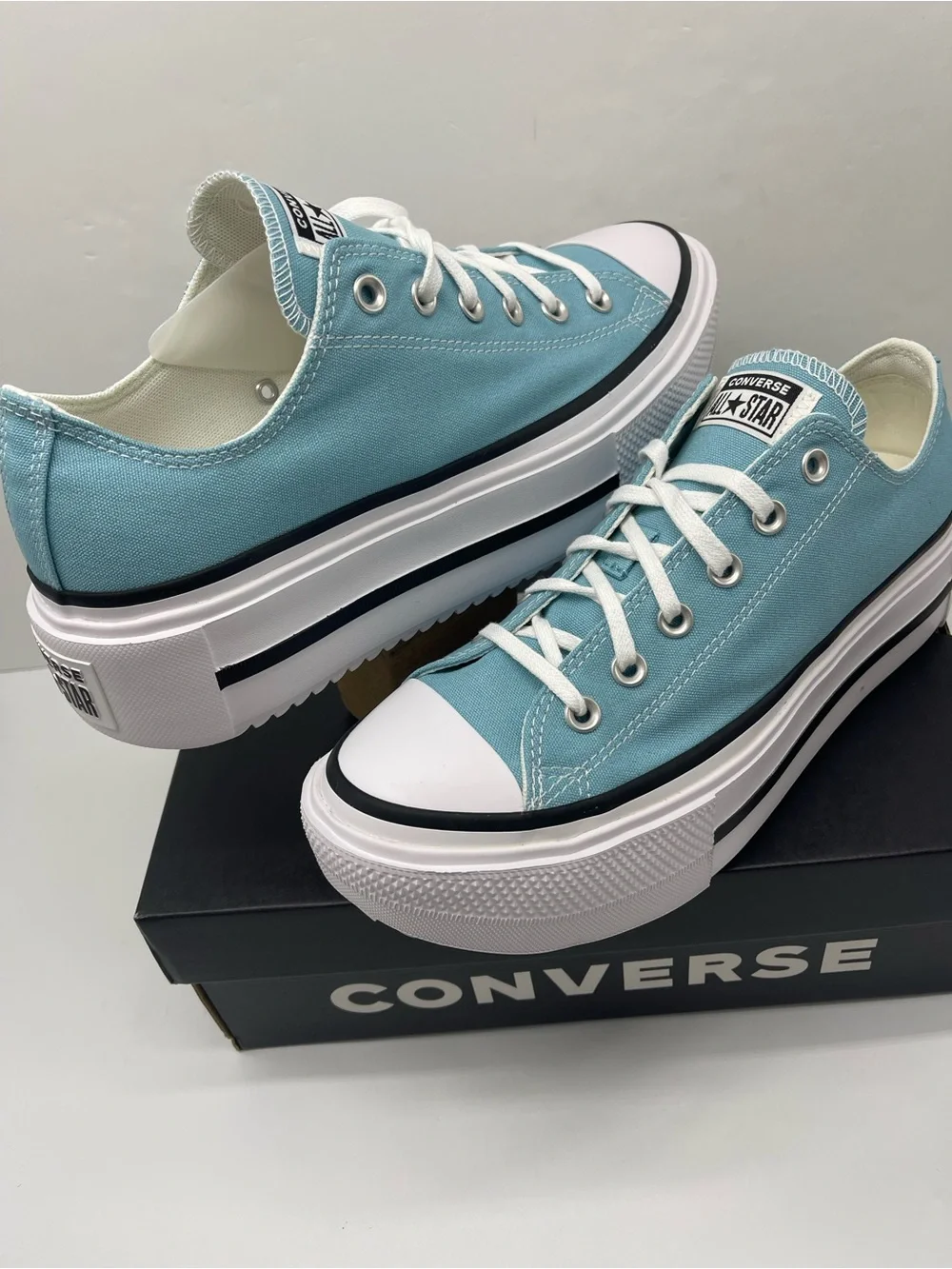 Converse WMNS CTAS LIFT DOUBLE STACK OX DEJA BLUE/BLACK/WHITE Platform Sneakers